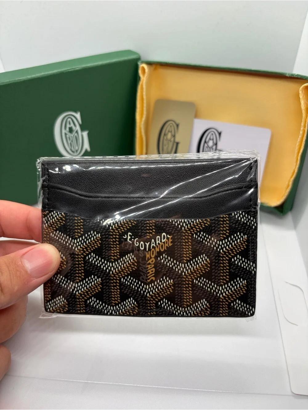 Black And Brown Goyard Card Holder